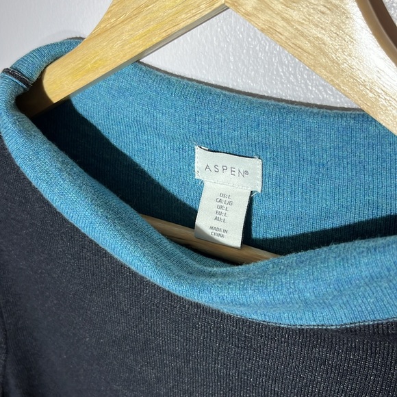 ASPEN Women’s Mock Turtleneck Charcoal Gray Blue Flip Size Large - Picture 2 of 5